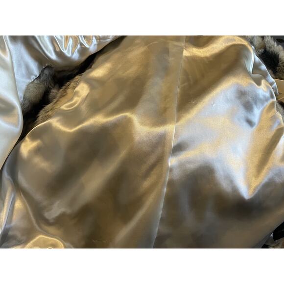 Pamela McCoy Vest Faux Fur Checkered Beige Black Gray Boho Pockets Woman's L - Picture 12 of 13